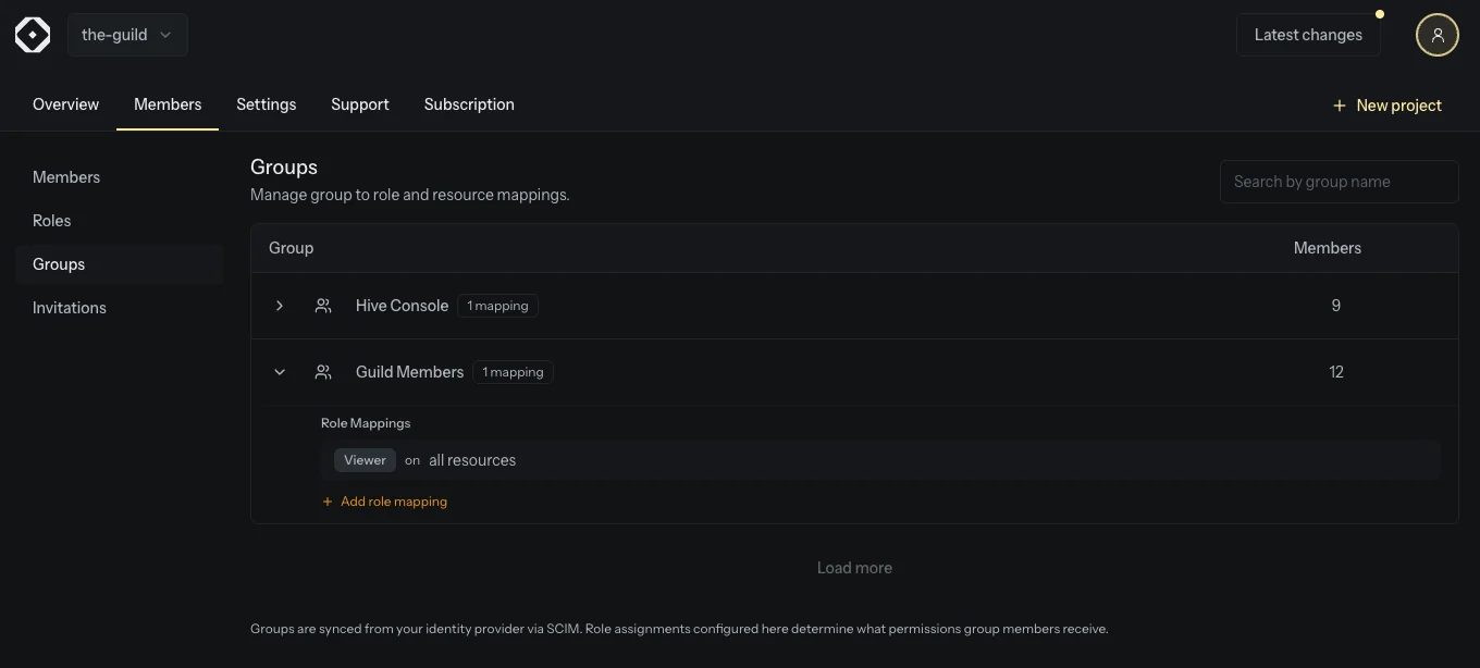 SCIM group role mappings